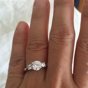 925 Sterling Silver CZ Anniversary Ring SZ 5